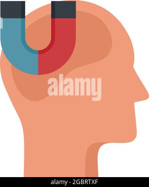 Symbol für Neuromarketing-Magneten. Flache Darstellung des Vektor-Symbols für Neuromarketing-Magneten auf weißem Hintergrund isoliert Stock Vektor