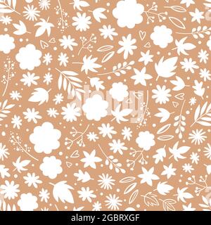 Schöne handgezeichnete Thanksgiving nahtlose Muster mit Blumen und Herbstblättern, niedlichen Doodle Hintergrund, ideal für Textilien, Wrapper, Banner, Wallpap Stock Vektor