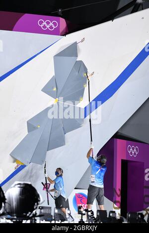 Tokio, Japan. Kredit: MATSUO. August 2021. Allgemeine Ansicht Sportklettern : Boulderfinale während der Olympischen Spiele 2020 in Tokio im Aomi Urban Sports Park in Tokio, Japan. Kredit: MATSUO .K/AFLO SPORT/Alamy Live Nachrichten Stockfoto