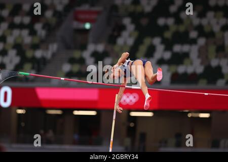 Tokio, Japan. August 2021. STEFANIDI Katerina (GRE) Leichtathletik : Polsprung-Finale der Frauen während der Olympischen Spiele 2020 in Tokio im Nationalstadion in Tokio, Japan . Quelle: Naoki Morita/AFLO SPORT/Alamy Live News Stockfoto