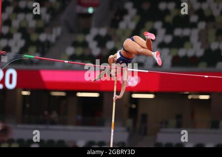 Tokio, Japan. August 2021. STEFANIDI Katerina (GRE) Leichtathletik : Polsprung-Finale der Frauen während der Olympischen Spiele 2020 in Tokio im Nationalstadion in Tokio, Japan . Quelle: Naoki Morita/AFLO SPORT/Alamy Live News Stockfoto