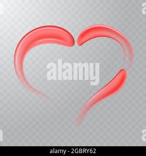 Rosa Herz aus realistischer Vektor-Creme oder Lippenstift-Abstriche. Transparenter Hintergrund. Stock Vektor