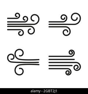 Windsymbole eingestellt. Wettervektor-Symbol für Wellenwirbel Stock Vektor