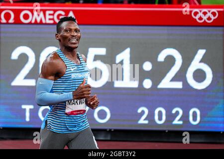 Tokio, Japan. August 2021. TOKIO, JAPAN - 5. AUGUST: Isaac Makwala aus Botswana tritt am 5. August 2021 im Olympiastadion in Tokio, Japan, beim 400-m-Finale der Männer während der Olympischen Spiele 2020 in Tokio an (Foto von Yannick Verhoeven/Orange Picics) Credit: Orange Pics BV/Alamy Live News Stockfoto