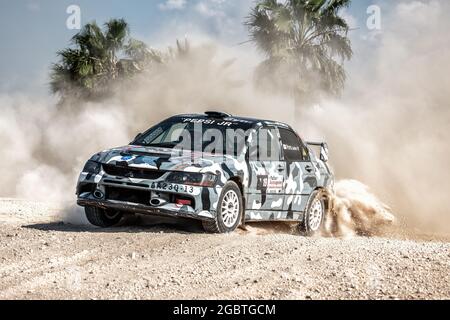 Mandria, Paphos District, Zypern - 11. November 2018: Mitsubishi Lancer Evo IX ​During Paphos Auto Rally Sprint Stockfoto