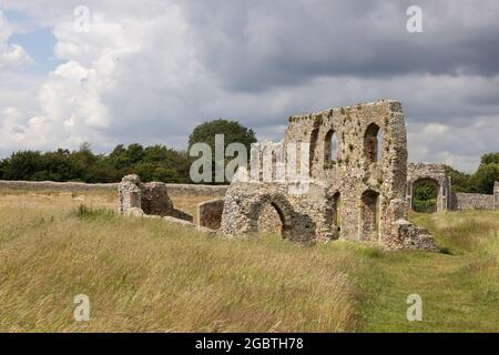 Greyfriars Friary Dunwich Suffolk UK - Ruinen eines franziskanermönch, gegründet im 13. Jahrhundert; Beispiel mittelalterlicher Gebäude in England, Großbritannien Stockfoto