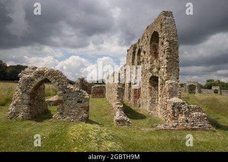 Greyfriars Friary Dunwich Suffolk UK - Ruinen eines franziskanermönch, gegründet im 13. Jahrhundert; Beispiel mittelalterlicher Gebäude in England, Großbritannien Stockfoto
