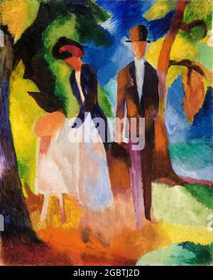 August Macke, expressionistische Malerei, Menschen am Blauen See, 1913 Stockfoto