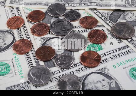 Die Zentren liegen auf US-Dollar, Nahaufnahme Stockfoto