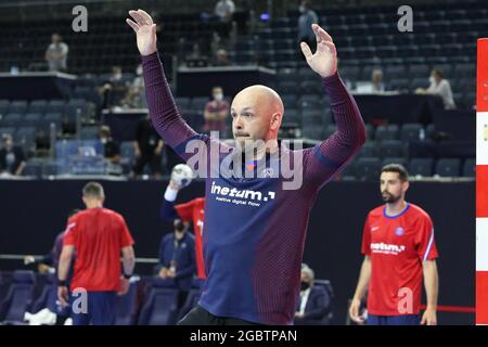 Vincent Gerard von Paris Saint Germain Trophy während des EHF Champions League Final4 Handball Spiels zwischen Paris Saint-Germain und Aalborg am 12. Juni 2021 in der Lanxess Arena in Köln, Deutschland - Foto Laurent Lairys / DPPI Stockfoto