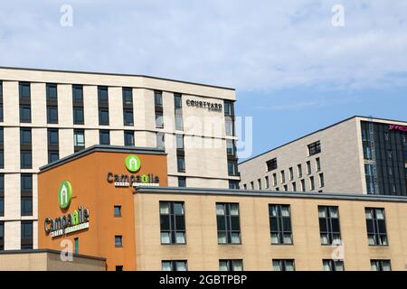 Hotels in Glasgow auf dem Events Campus Stockfoto