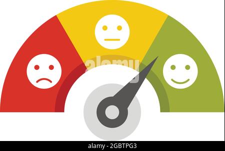 Lächelndes Symbol für die Kreditpunktzahl. Flache Abbildung der lächelnden Kredit-Score-Vektor-Symbol auf weißem Hintergrund isoliert Stock Vektor