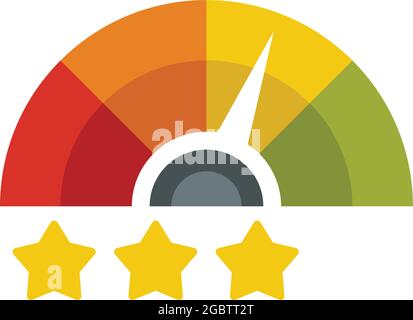 Symbol für die Bewertung der Sterne. Flache Darstellung des Vektorsymbols für die Bewertung der Sterne auf weißem Hintergrund Stock Vektor