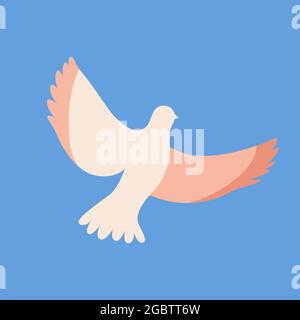 Weiße Taube Vogel flache Vektor-Illustration. Fliegen Stock Vektor
