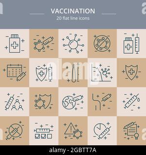 Symbole für Impfungs- und Impflinien. Sammlung Stock Vektor