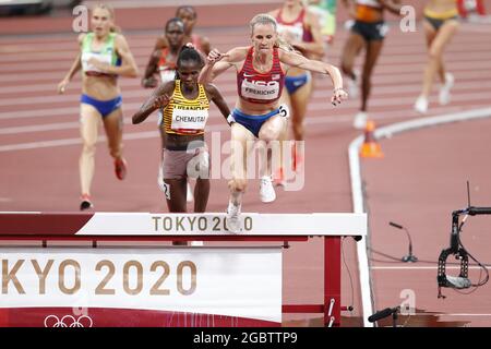 FRERICHS Courtney (USA) Silbermedaille während der Olympischen Spiele Tokio 2020, Leichtathletik-Marathon-Finale der Frauen über 3000 m am 4. August 2021 im Olympiastadion in Tokio, Japan - Foto Yuya Nagase / Foto Kishimoto / DPPI Stockfoto