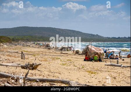 Strand an den Feniglia Dunes Split in der Toskana Stockfoto