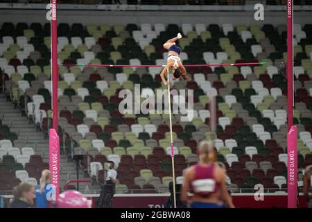 Tokio, Japan. 5. August 2021; Olympiastadion, Tokio, Japan: Tag der Olympischen Sommerspiele 13 in Tokio 2020; Polsprung-Finale für Frauen; STEFANIDI Katerina aus Griechenland Stockfoto