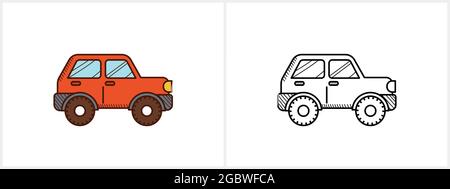 Offroad Auto Färbung Seite. Seitenansicht des Allradantriebs Stock Vektor