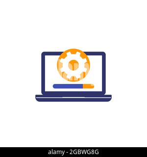 Update, Symbol für Software-Upgrade mit einem Laptop Stock Vektor