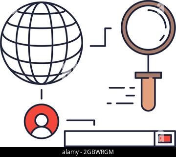 Symbolvektor für die Entwicklung von E-Mails in Kundendatenbasis Stock Vektor