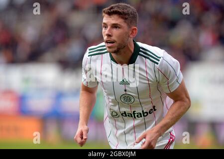 5. August 2021, Jablonec nad Nisou, Tschechische Republik: Der Kelten RYAN CHRISTIE feiert nach seinem Treffer in der dritten Qualifikationsrunde der UEFA Europe League, FK Jablonec gegen den Kelten FC in Jablonec nad Nisou in der Tschechischen Republik. (Bild: © Slavek Ruta/ZUMA Press Wire) Stockfoto