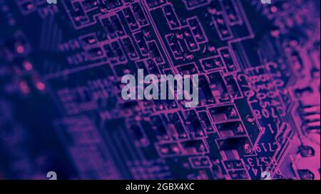 Halbleiter. cpu-Chip auf der grünen Hauptplatine des Computers. Halbleiterplatine der Hauptplatine. Hightech-Computerplatine mit Hersteller Stockfoto