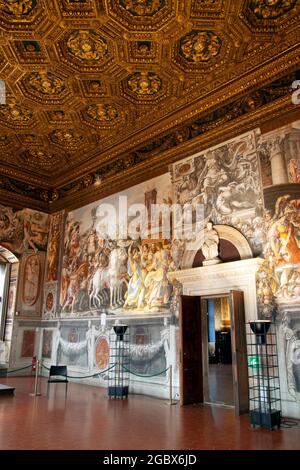Wandgemälde im Palazzo Vecchio auf der Piazza della Signoria in Florenz, Italien. Stockfoto