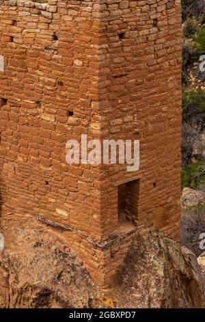 Holly Tower, mit exquisiter Handwerkskunst, erbaut von Ancient Puebloans in der Holly Unit des Hovenweep National Monument, Colorado, USA Stockfoto