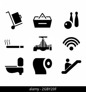 Vektorgrafik von Hotel und Restaurant Set Icon Teil 3 - Black Style Stock Vektor