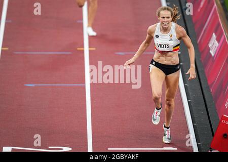 Tokio, Japan. August 2021. TOKIO, JAPAN - 5. AUGUST: Noor Vidts of Belgium konkurriert am 5. August 2021 im Olympiastadion in Tokio, Japan, beim Frauen-Heptathlon während der Olympischen Spiele 2020 in Tokio (Foto von Yannick Verhoeven/Orange Picics) Credit: Orange Pics BV/Alamy Live News Stockfoto