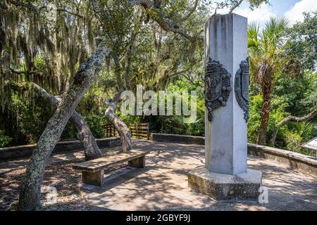 Das Ribault Monument (Ribault Column) erinnert an die Landung von Jean Ribault im Jahr 1562 in der Nähe der Mündung des St. Johns River im aktuellen Jacksonville, FL. Stockfoto