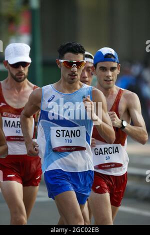 Tokio, Japan. August 2021. STANO Massimo (ITA) während der Olympischen Spiele Tokio 2020, Leichtathletik Männer 20km Race Walk Finale am 5. August 2021 im Sapporo Odori Park in Sapporo, Japan - Photo Photo Photo Kishimoto/DPPI Credit: Independent Photo Agency/Alamy Live News Stockfoto