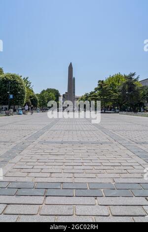 Obelisk von Theodosius ist der altägyptische Obelisk, der heute als Meydanı oder Sultanahmet Meydanı in Istanbul, Türkei, bekannt ist Stockfoto