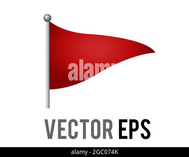 Das isolierte Vektor-Dreiecksgradient-Symbol mit roter Flagge und silbernem Pol. Am häufigsten mit Golf assoziiert, wie in der Flagge in Loch Emoji gezeigt. Stock Vektor