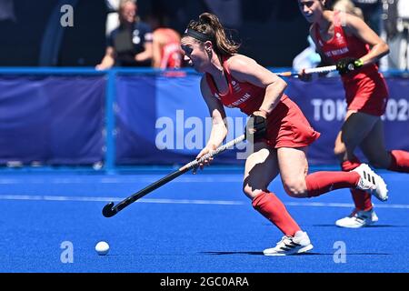 Tokio, Japan. August 2021. Damen Hockey Bronze Medaillenspiel. Großbritannien (GBR) vs. Indien (IND). Oi Hockey Stadium. 1-19. 4chome. Yashio. Shinagawa-ku. Tokio. Laura Unsworth (GBR). Kredit Garry Bowden/Sport in Pictures/Alamy live News Kredit: Sport in Pictures/Alamy Live News Stockfoto