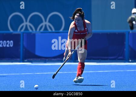 Tokio, Japan. August 2021. Damen Hockey Bronze Medaillenspiel. Großbritannien (GBR) vs. Indien (IND). Oi Hockey Stadium. 1-19. 4chome. Yashio. Shinagawa-ku. Tokio. Laura Unsworth (GBR). Kredit Garry Bowden/Sport in Pictures/Alamy live News Kredit: Sport in Pictures/Alamy Live News Stockfoto