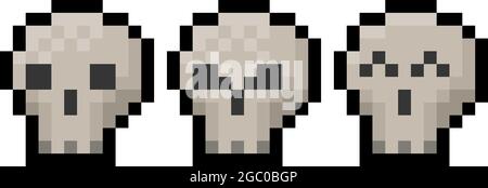 Pixel halloween oder Gaming Schädel Pack - Vektor, isoliert Stock Vektor