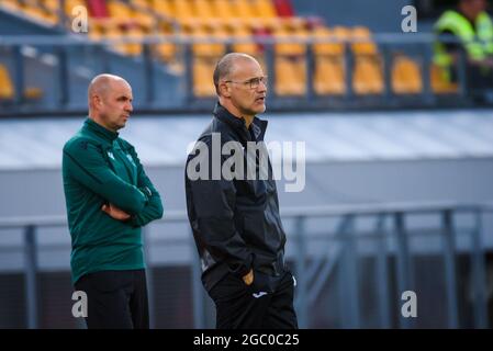 RIGA, LETTLAND. August 2021. UEFA Europa Conference League Spiel der dritten Qualifikationsrunde zwischen DEM FC RIGA und den Hiberniern. Stockfoto