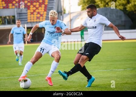 RIGA, LETTLAND. August 2021. UEFA Europa Conference League Spiel der dritten Qualifikationsrunde zwischen DEM FC RIGA und den Hiberniern. Stockfoto