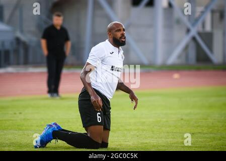 RIGA, LETTLAND. August 2021. UEFA Europa Conference League Spiel der dritten Qualifikationsrunde zwischen DEM FC RIGA und den Hiberniern. Stockfoto