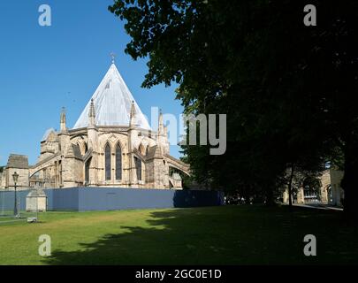 Kapitelhaus (wo sich die Kanonen treffen) der mittelalterlichen Kathedrale von Lincoln, England. Stockfoto