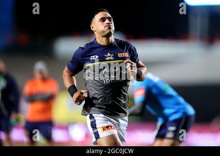 SYDNEY, AUSTRALIEN - 11. JUNI: Valentine Holmes von den Cowboys erwärmt sich während des NRL-Spiels der 14. Runde zwischen den Manly Sea Eagles und den North Queensland Cowboys im Brookvale Oval am 11. Juni 2021 in Sydney, Australien. Quelle: Pete Dovgan/Speed Media/Alamy Live News Stockfoto