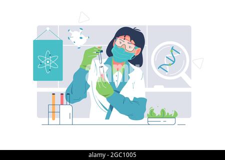 Professionelle Wissenschaftler betreiben biologische Forschung Stock Vektor