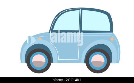 Auto. Cartoon Comic lustigen Stil. Seitenansicht. Schönes Retro-Automobil. Auto in flachem Design. Illustration für Kinder. Objekt ist auf Weiß isoliert Stock Vektor