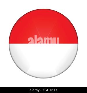 Glaskugel mit Flagge Indonesiens. Runde Kugel, Vorlagensymbol. Indonesisches nationales Symbol. Glänzende realistische Kugel, 3D abstrakter Vektor Stock Vektor