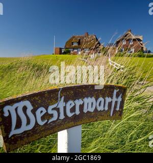 terp Westerwarft auf dem Hallig Hooge, Deutschland, Schleswig-Holstein, Nordfriesland, Nordsee Stockfoto