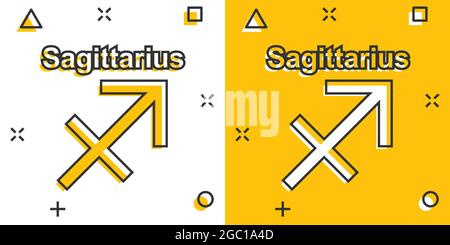 Vektor cartoon Schütze Sternzeichen Symbol im Comic-stil. Sternzeichen Abbildung Piktogramm. Schütze Horoskop business splash Wirkung Konzept. Stock Vektor