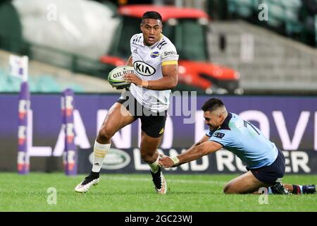 SYDNEY, AUSTRALIEN - 14. MAI: Julian Savea von den Hurricanes hat in der ersten Runde des Super Rugby Trans Tasman-Spiels zwischen den NSW Waratahs und Hurricanes am Sydney Cricket Ground am 14. Mai 2021 in Sydney, Australien, einen Versuch gemacht. (Foto von Pete Dovgan/Speed Media/Icon Sportswire). Quelle: Pete Dovgan/Speed Media/Alamy Live News Stockfoto