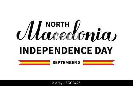 North Macedonia Independence Day Typografie Poster. Nationalfeiertag am 8. September. Vektor-Vorlage für Banner, Flyer, Postkarte, etc. Stock Vektor